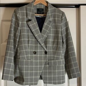 J. Crew Women's Devon Tollegno 1900 Plaid Italian Stretch Wool Blazer Size 8P